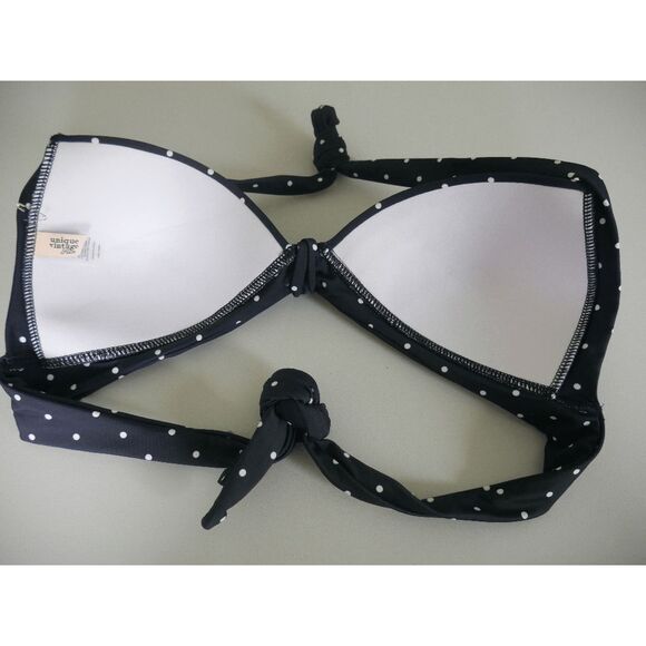 Unique Vintage Monroe Swim Top | L | Navy & White Pin Dot | Halter | Retro Pin-U - Picture 3 of 4